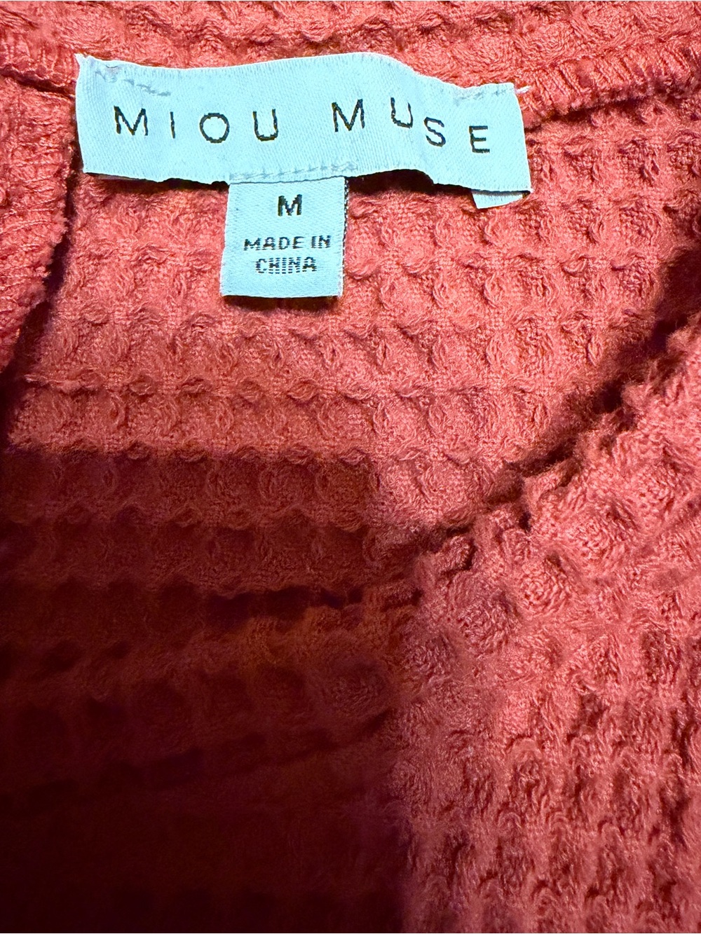 Miou Muse Brick Red Waffle Knit 2 Pc Set New Without Tags M - Picture 6 of 11